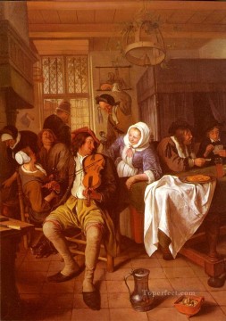 ヤン・ステーン Painting - 居酒屋のインテリア オランダの風俗画家ヤン・ステーン